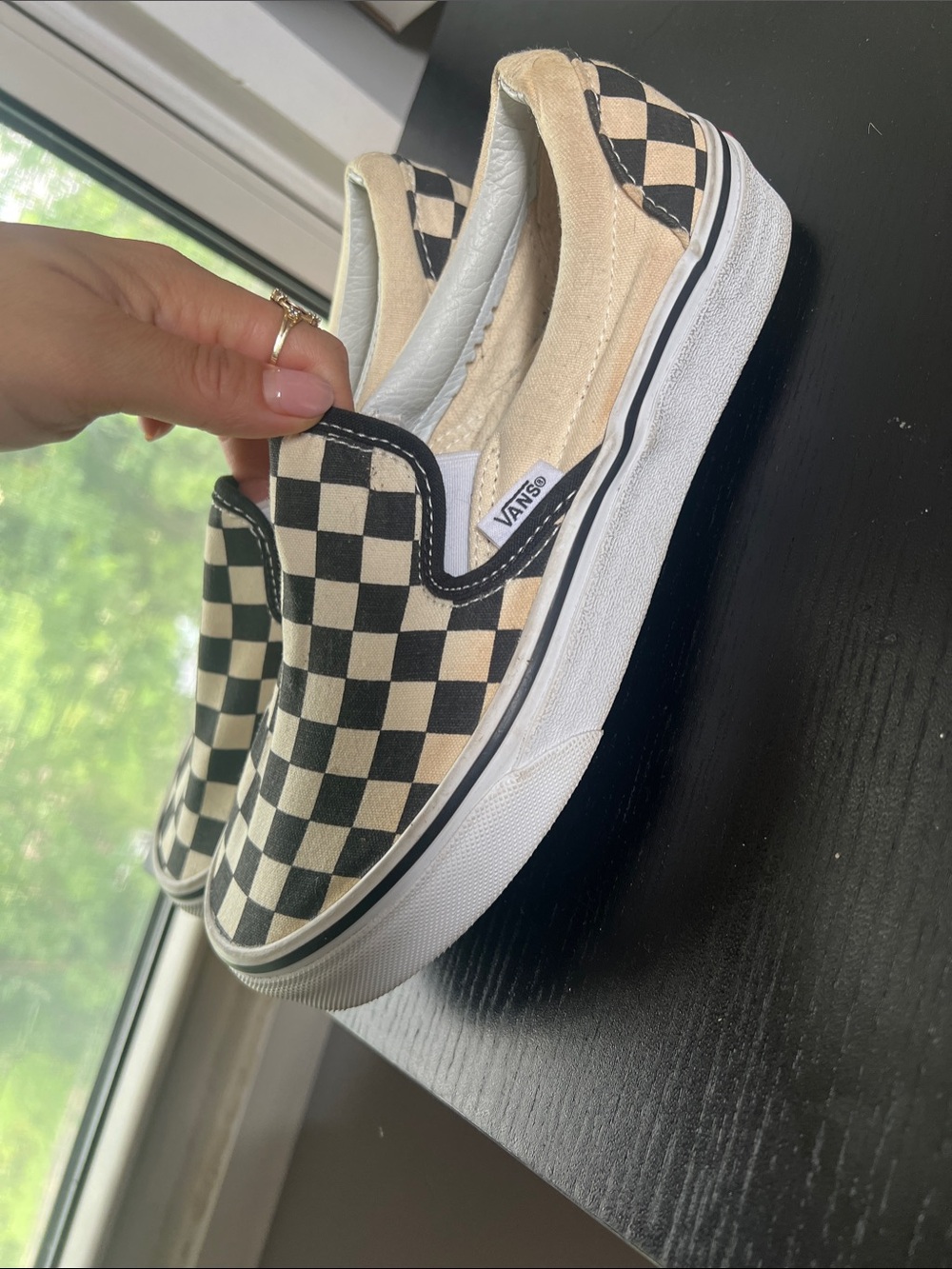 Vans Kids Slip-On Checkerboard Canvas in Black & White